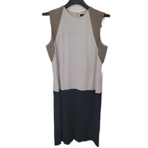 Francisco Costa for Calvin Klein Taupe Color Block Shift Dress